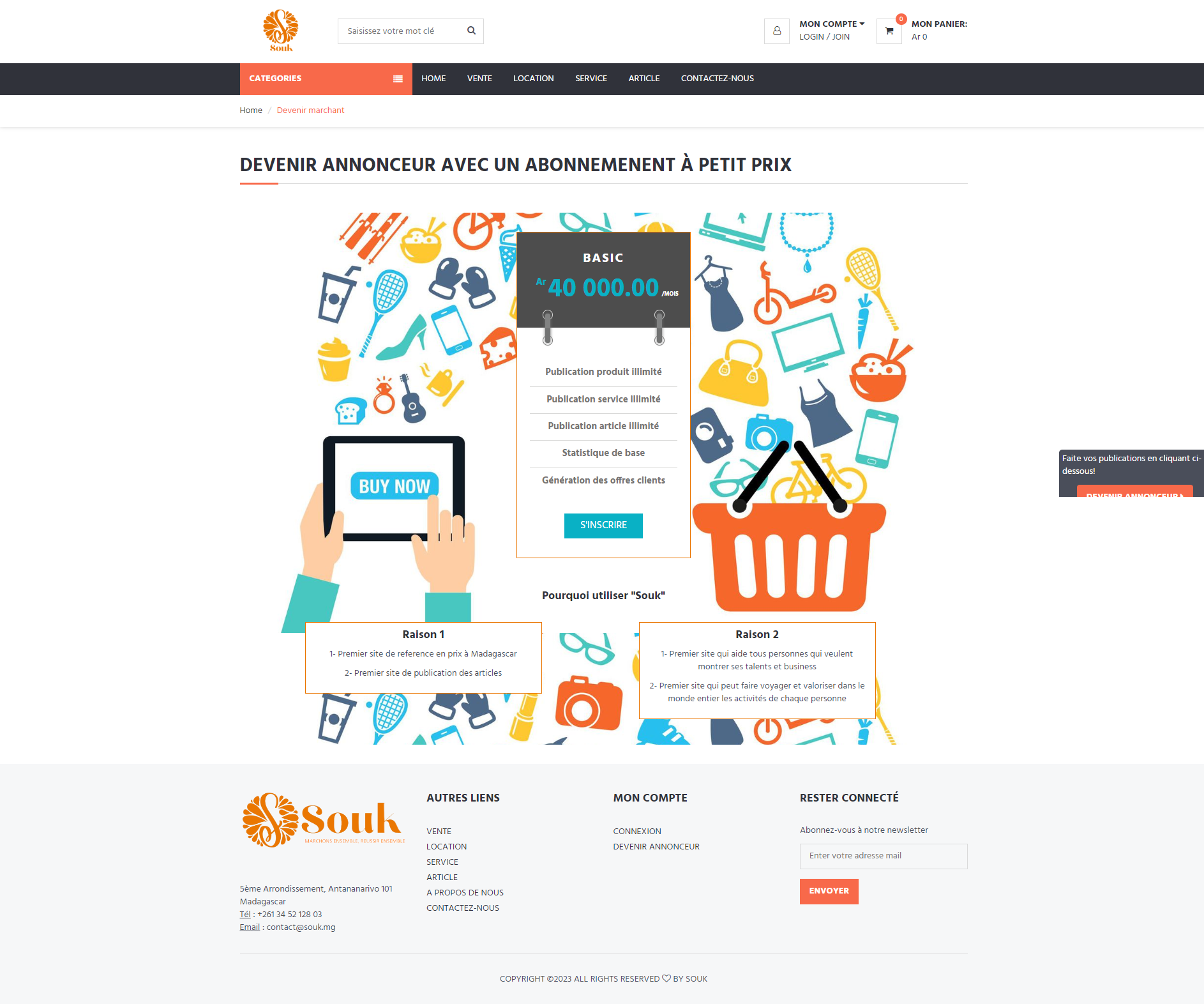 Aperçu du site https://www.souk.mg