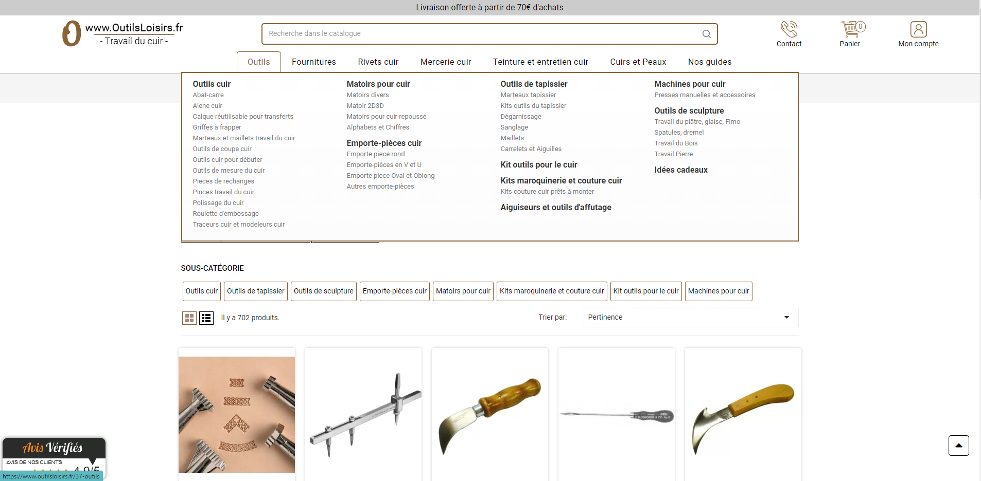 Aperçu du site https://www.outilsloisirs.fr