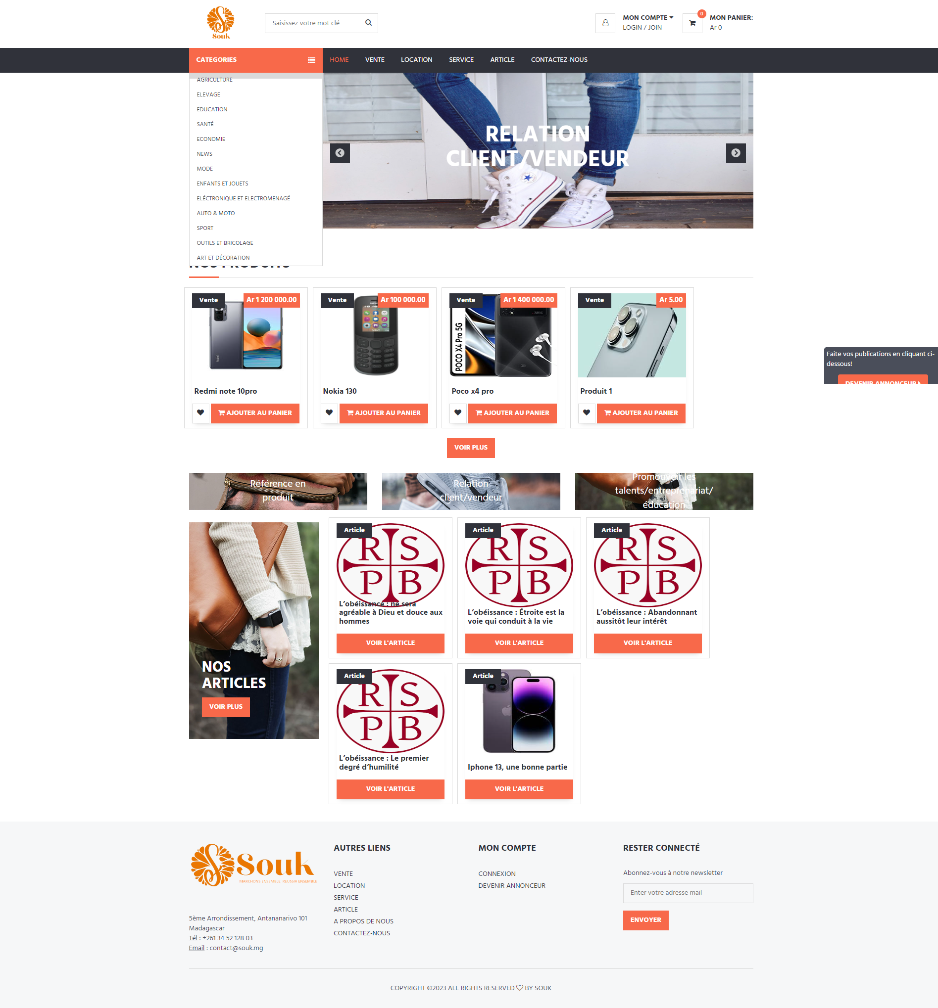 Aperçu du site https://www.souk.mg