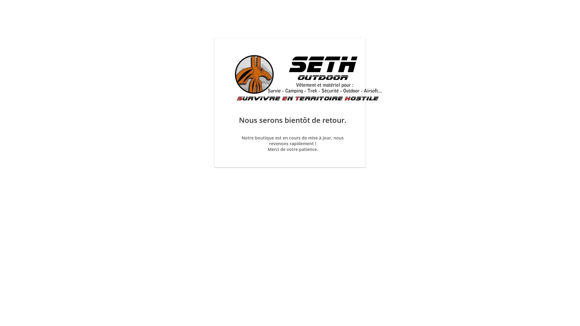 Aperçu du site https://www.seth-outdoor.fr