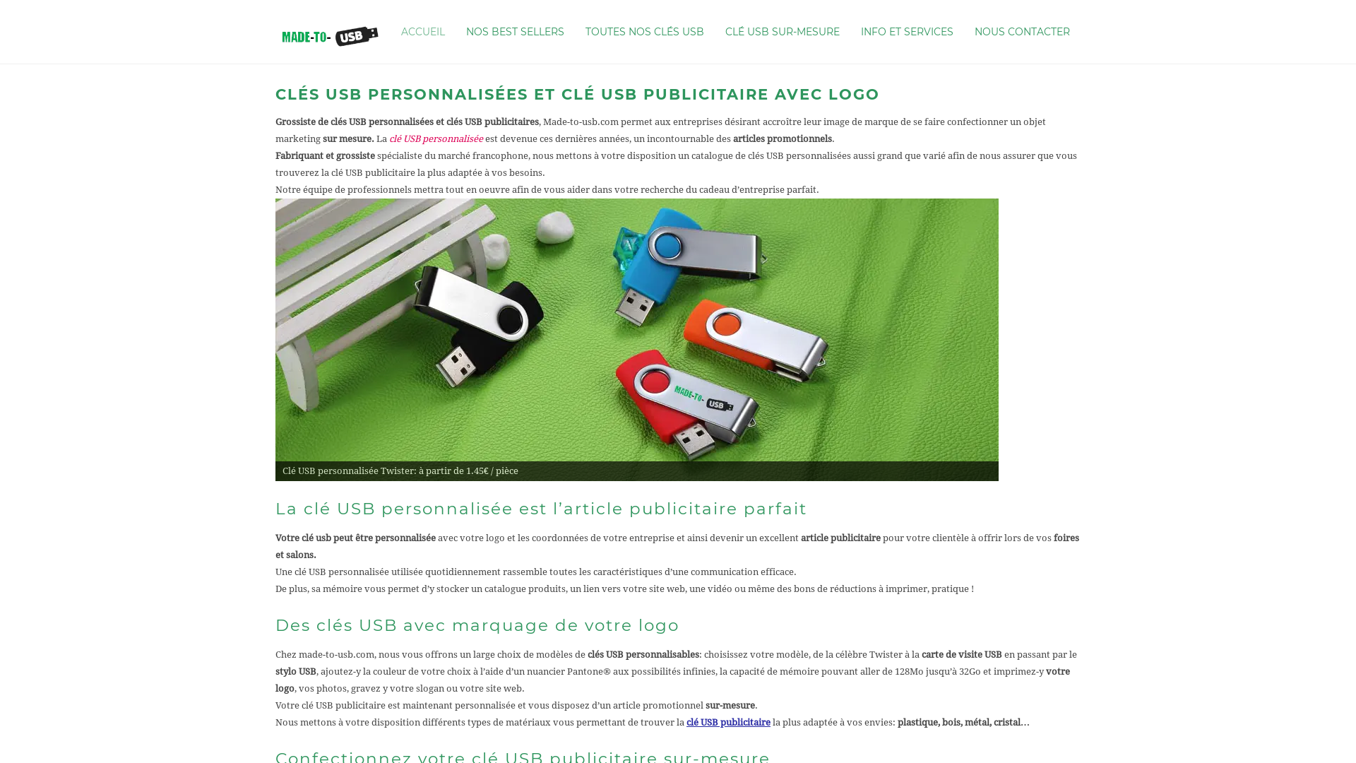 Aperçu du site https://www.made-to-usb.com/