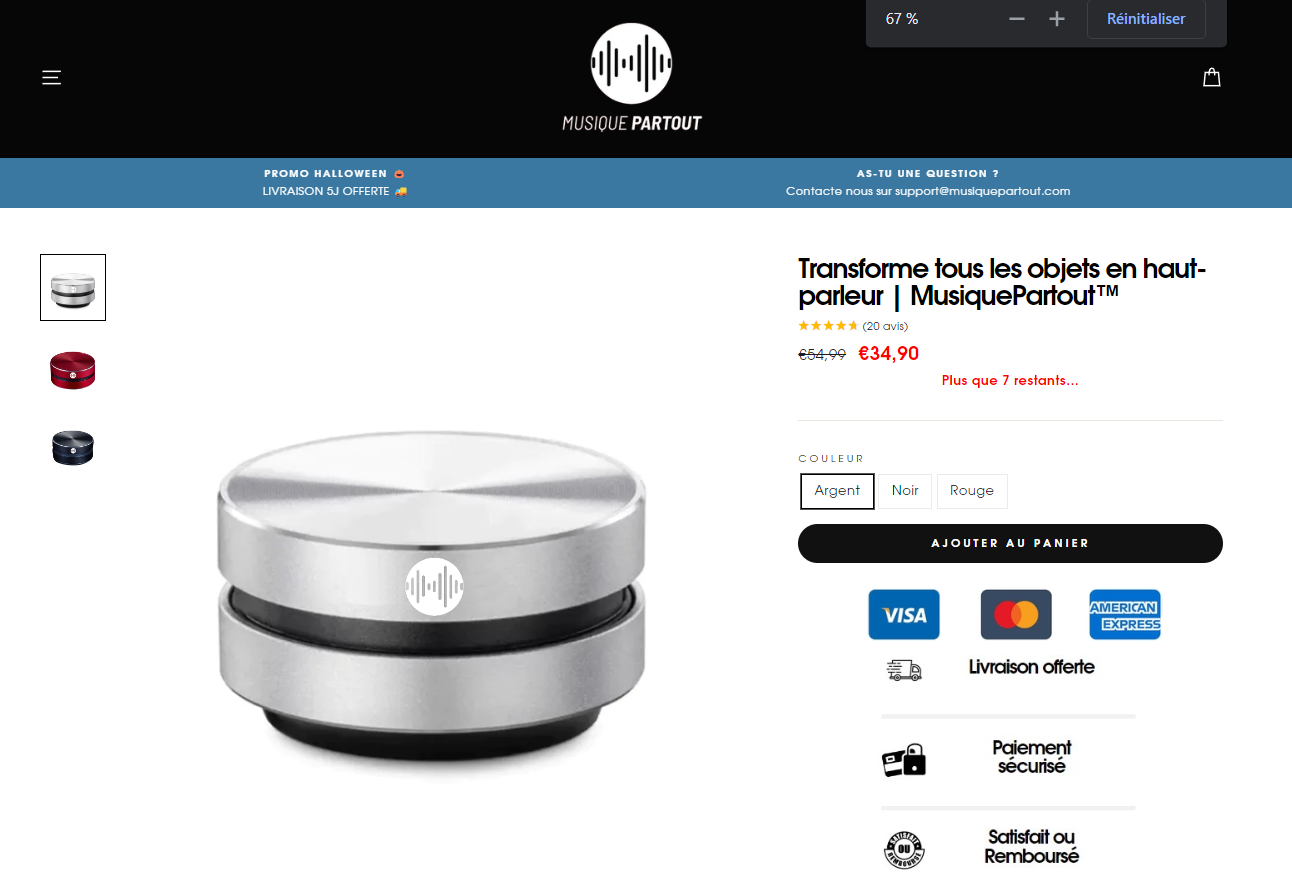 Aperçu du site https://musiquepartout.com/products/haut-parleur-conduction-osseuse