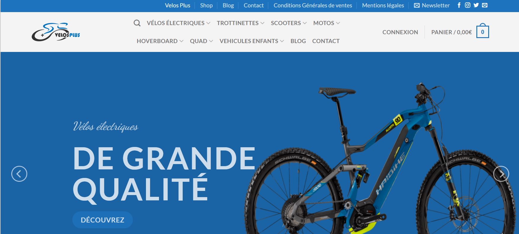 Aperçu du site https://velosplus.com