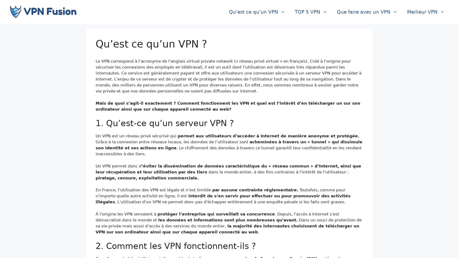 Aperçu du site http://www.vpnfusion.com