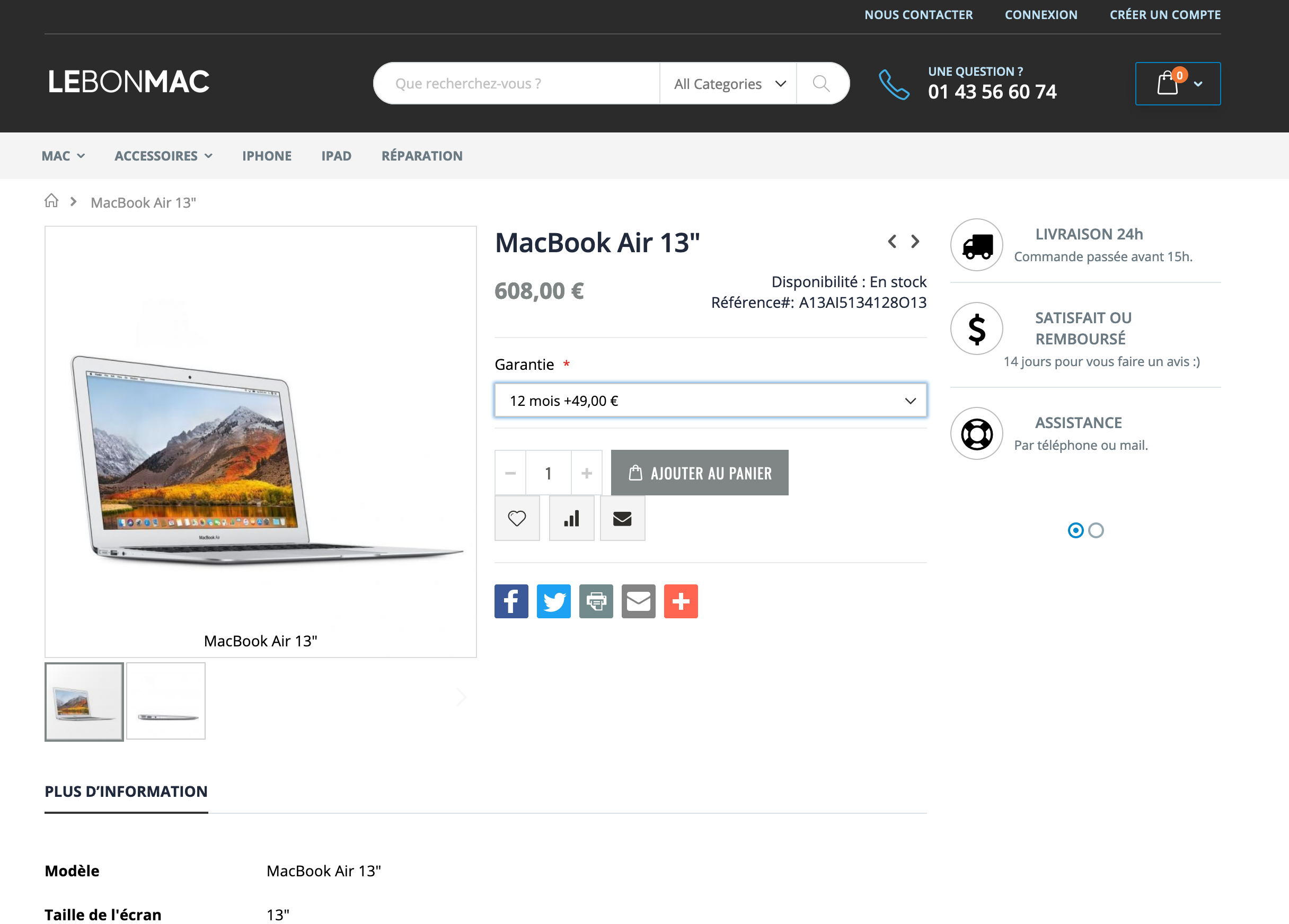 Aperçu du site https://www.lebonmac.fr